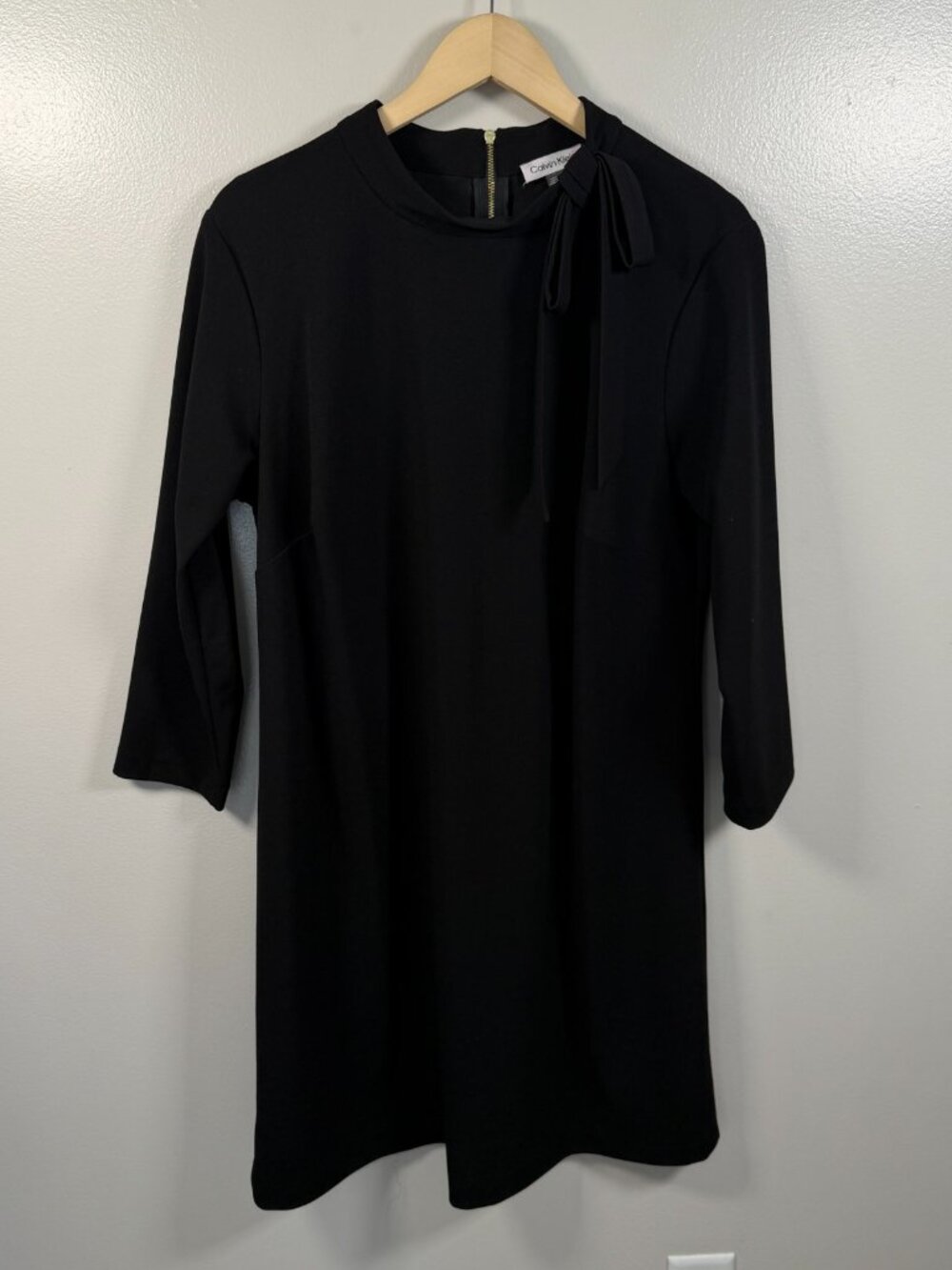 Calvin Klein Tie Neck Sheath Dress Size 20W Black Funeral Career Work Event
